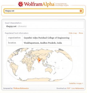 Search for thegvp.net in Wolfram | Alpha gives map