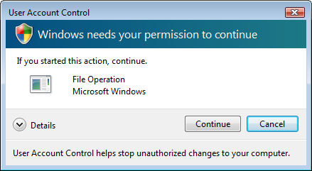The oh-so-annoying User Access Control dialog