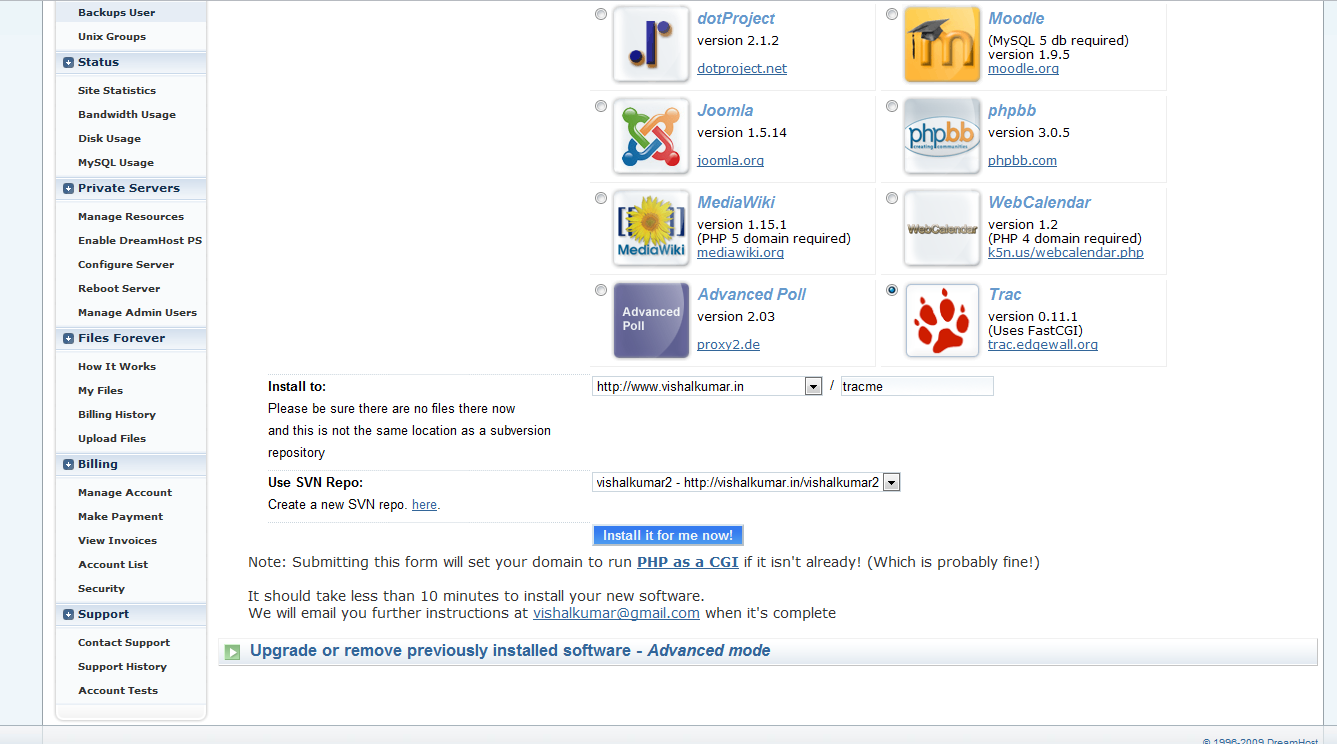 One Click Install Trac Install Trac in One Click
