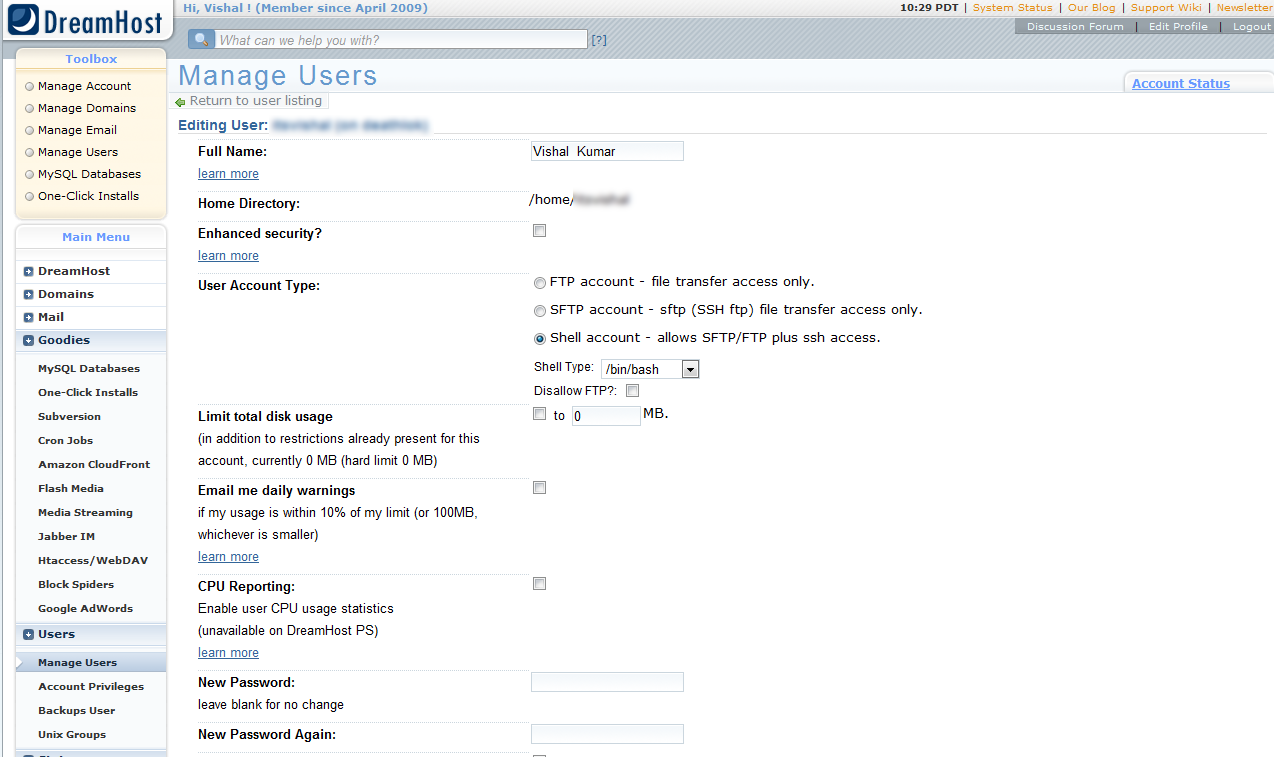 Shell Access for User Grant Shell Access to User
