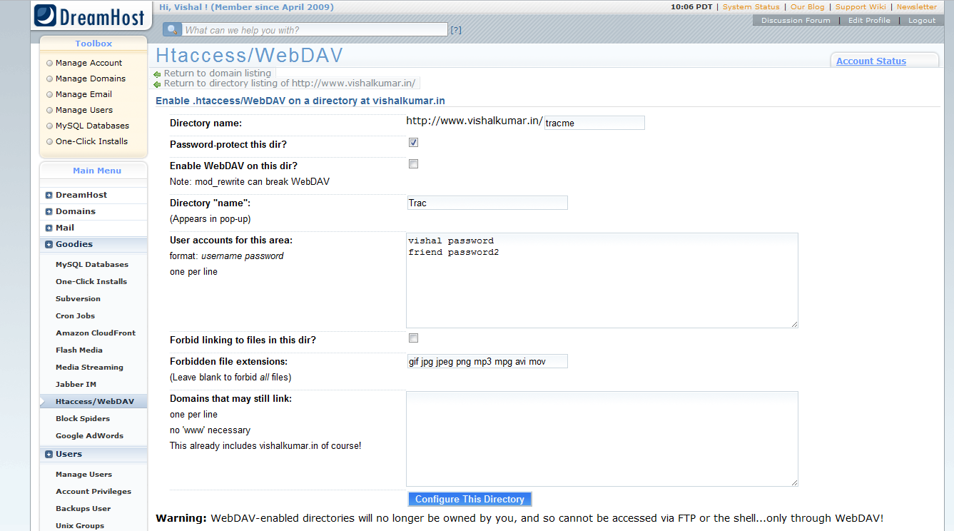Htaccess in Dreamhost Set up Htaccess in Dreamhost Panel