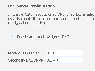 Click on DNS and type in the servers 8.8.8.8 and 8.8.4.4